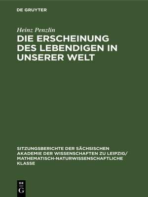 cover image of Die Erscheinung des Lebendigen in unserer Welt